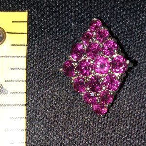 925 Sterling Silver Tourmaline Diamond Shape Pendant